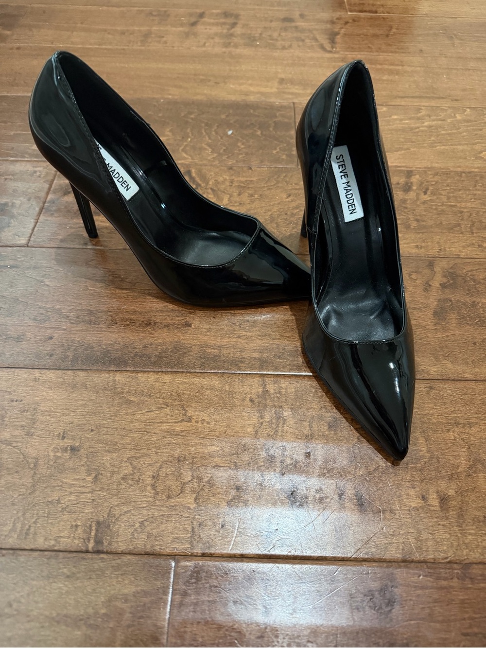 Steve Madden Black Patent Pointed-Toe Stiletto Heels